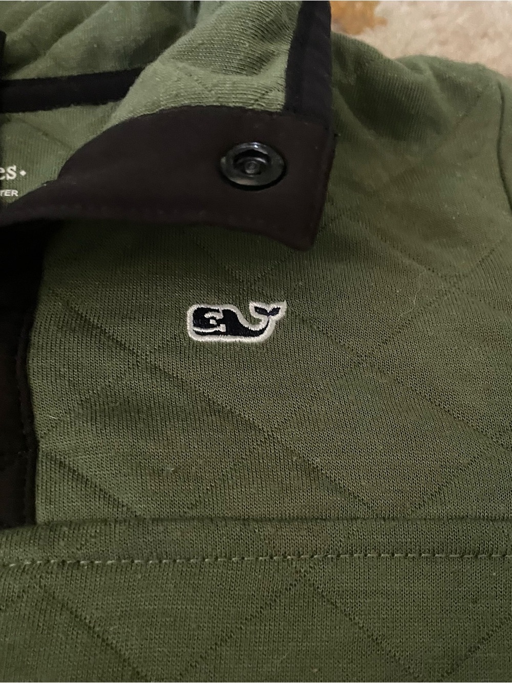 Vineyard Vines Olive Green Quilted Pullover Hoodie - Picture 4 of 5